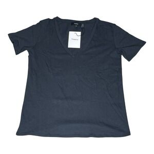 NWT Theory DAYNE B Neo Slub V Neck Relaxed T Shirt Black 100% Pima Cotton Size P